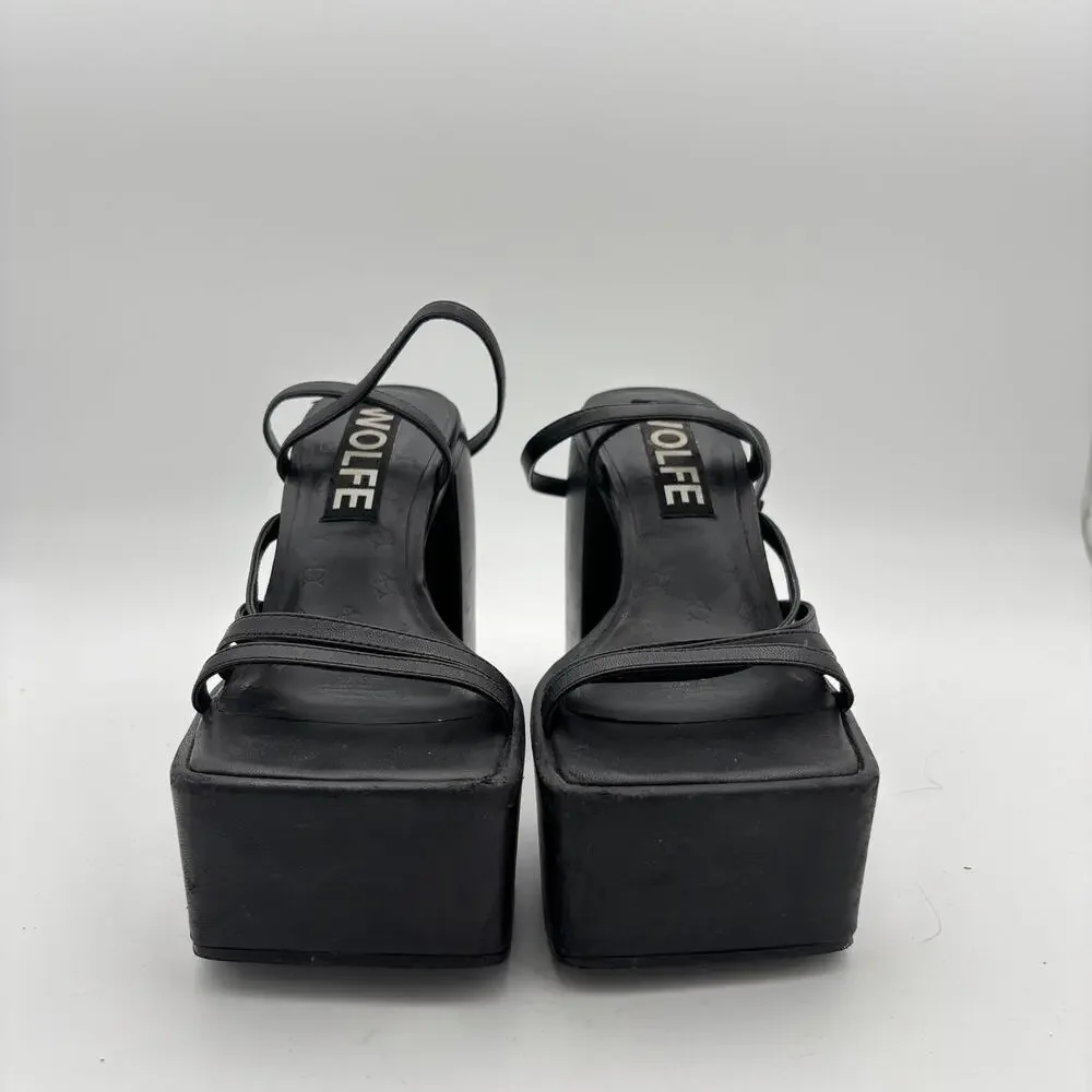 Naked Wolfe Jada Leather Platform Sandals Heels Women's 9 Y2K Brat - Picture 2 of 12